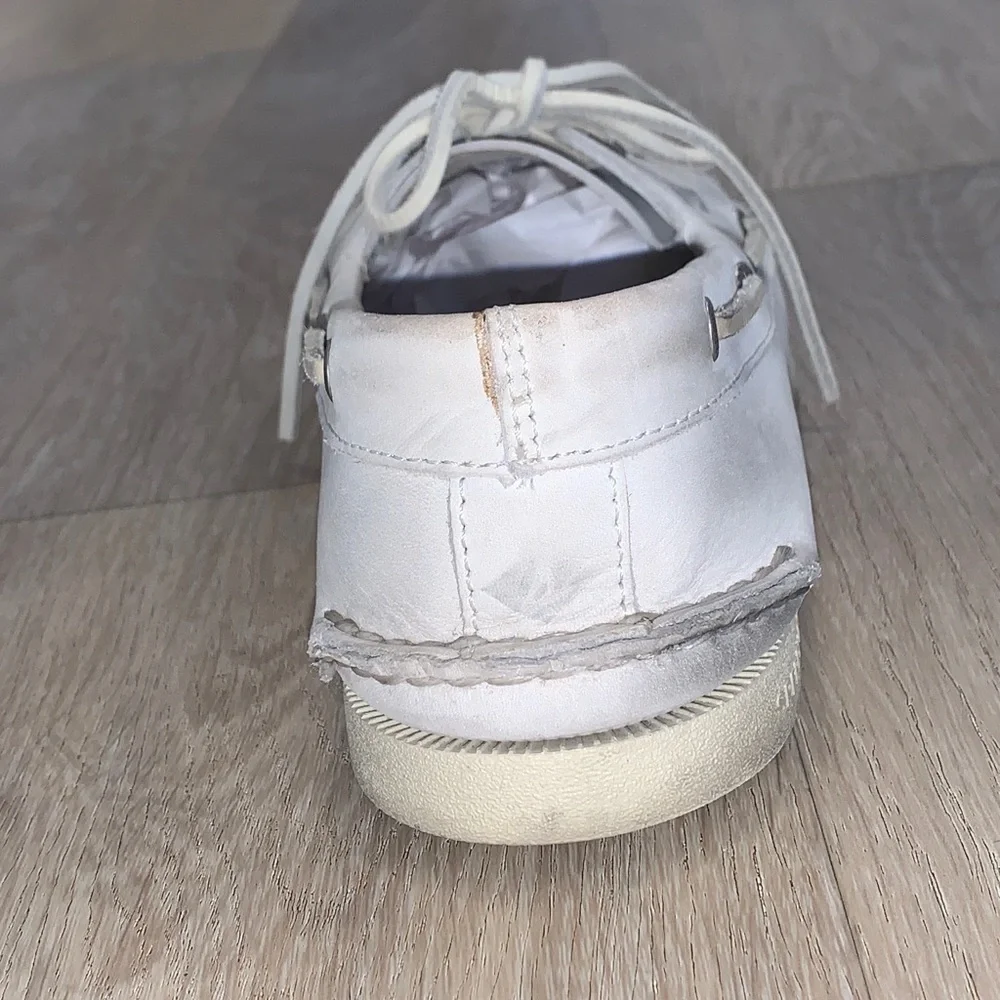 Sperry Top Sider Leather Non-Marking Boat Shoes Off White Size 12 Wide